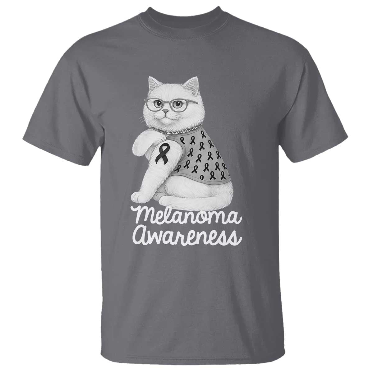 British Shorthair Skin Cancer Awareness T Shirt Melanoma Fighter Cat Gift