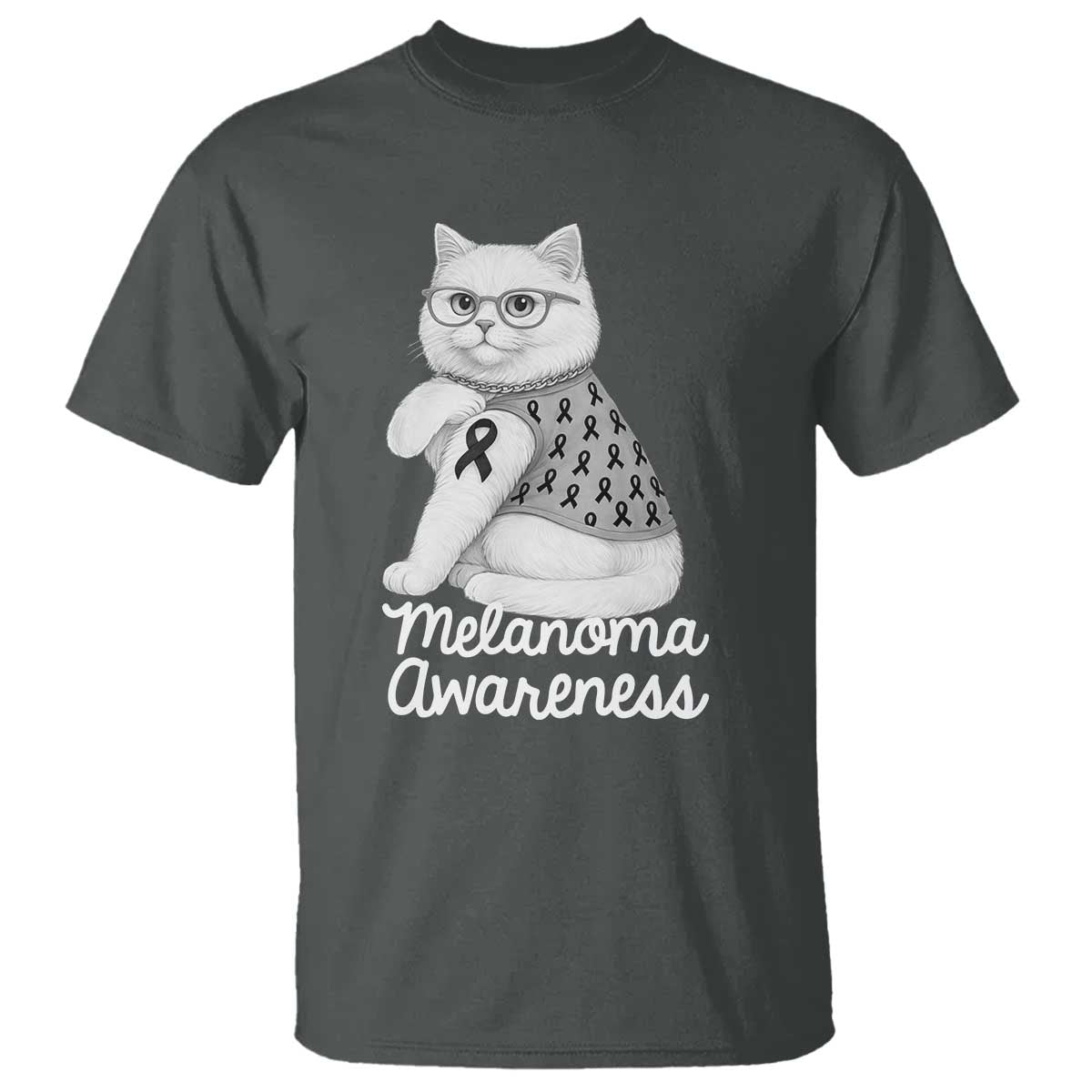 British Shorthair Skin Cancer Awareness T Shirt Melanoma Fighter Cat Gift