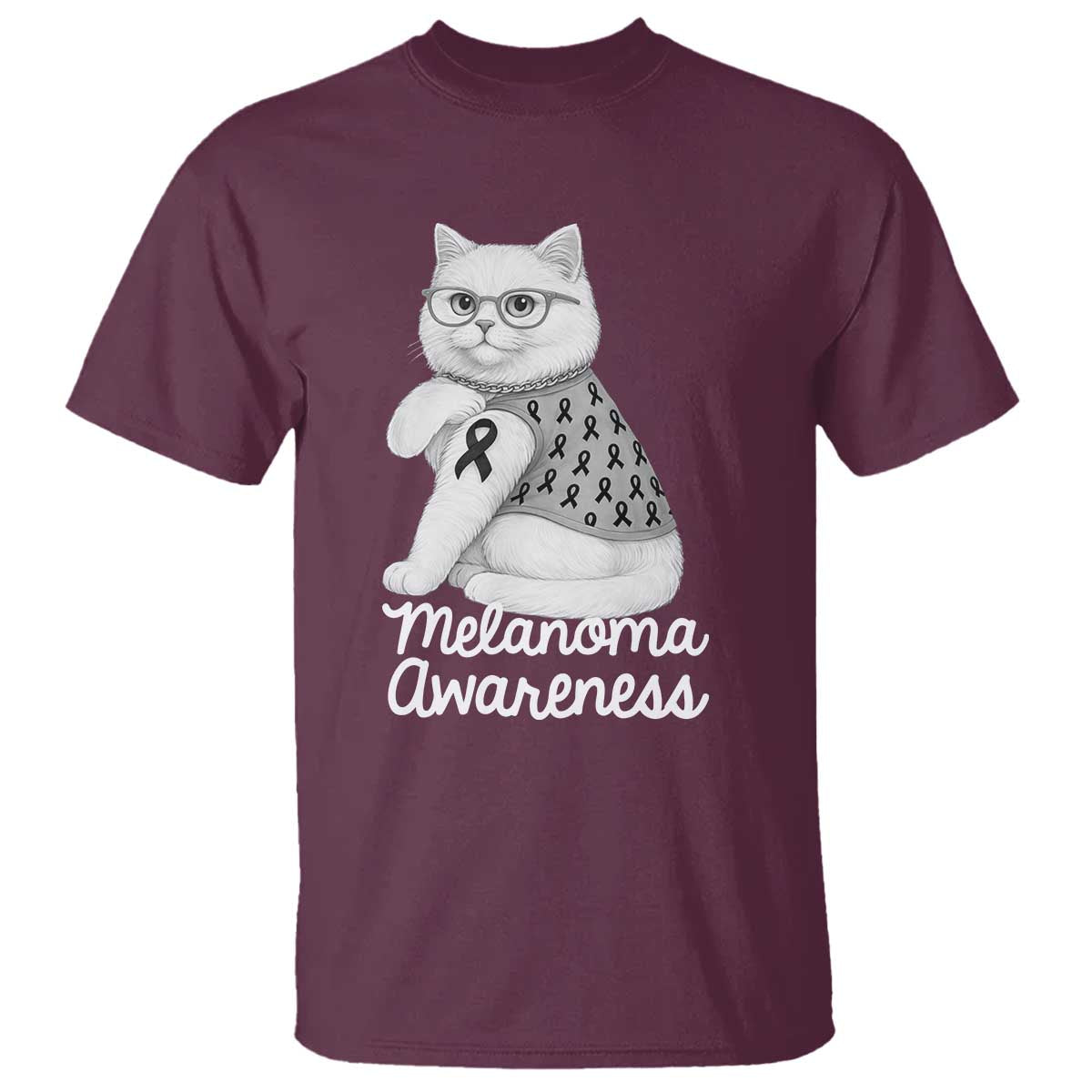 British Shorthair Skin Cancer Awareness T Shirt Melanoma Fighter Cat Gift