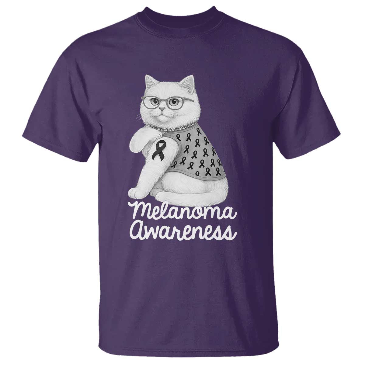 British Shorthair Skin Cancer Awareness T Shirt Melanoma Fighter Cat Gift
