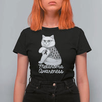 British Shorthair Skin Cancer Awareness T Shirt For Women Melanoma Fighter Cat Gift