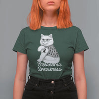 British Shorthair Skin Cancer Awareness T Shirt For Women Melanoma Fighter Cat Gift