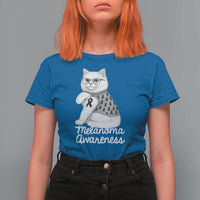 British Shorthair Skin Cancer Awareness T Shirt For Women Melanoma Fighter Cat Gift