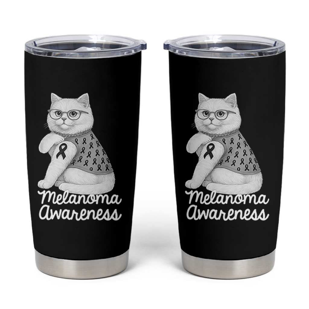British Shorthair Skin Cancer Awareness Tumbler Cup Melanoma Fighter Cat Gift