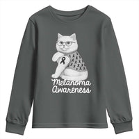 British Shorthair Skin Cancer Awareness Youth Sweatshirt Melanoma Fighter Cat Gift