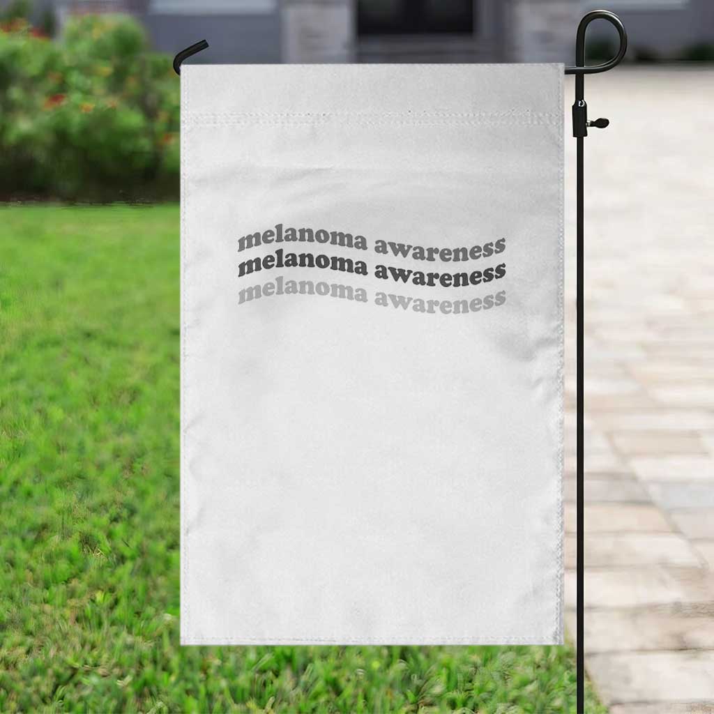 Melanoma Groovy Wavy Typography Garden Flag Skin Cancer Warrior Gift