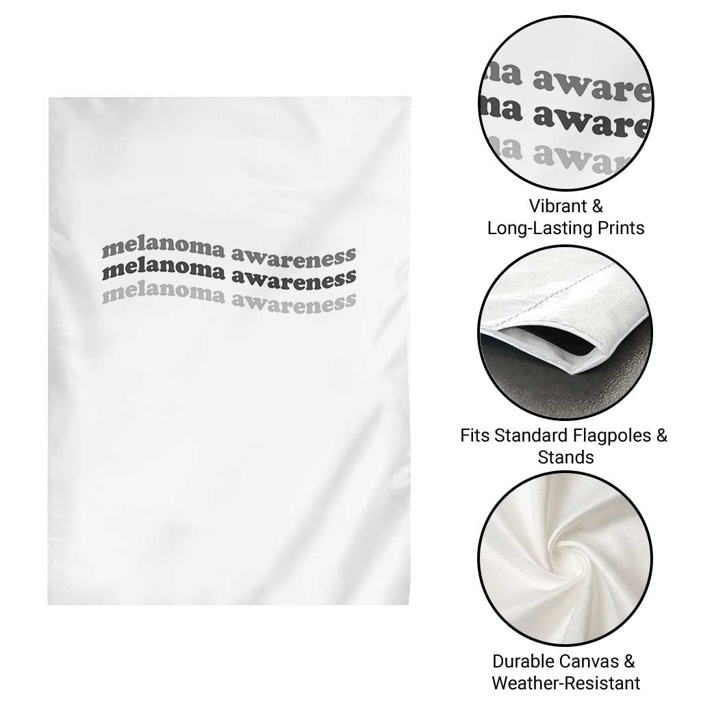 Melanoma Groovy Wavy Typography Garden Flag Skin Cancer Warrior Gift