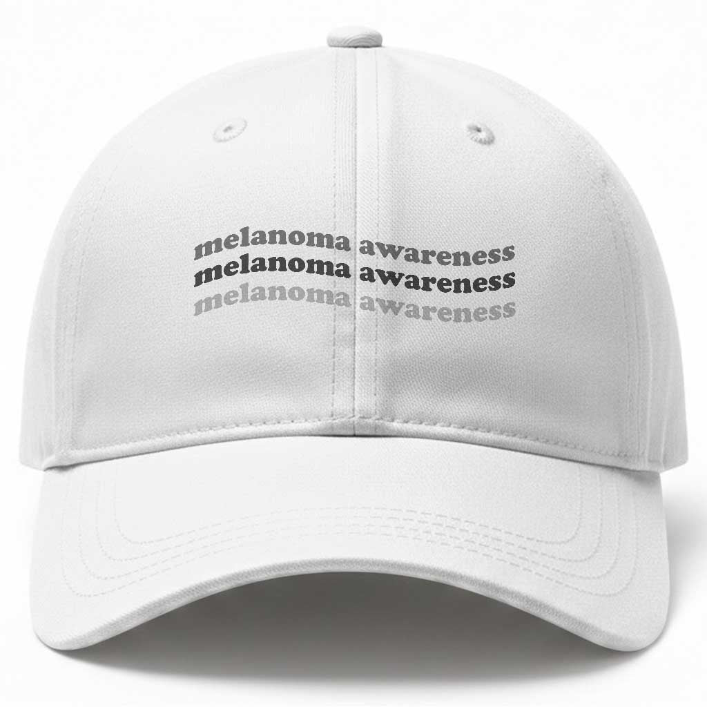 Melanoma Groovy Wavy Typography Baseball Cap Skin Cancer Warrior Gift