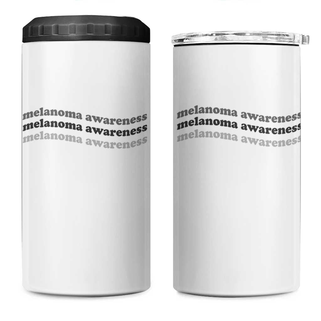 Melanoma Groovy Wavy Typography 4 in 1 Can Cooler Tumbler Skin Cancer Warrior Gift