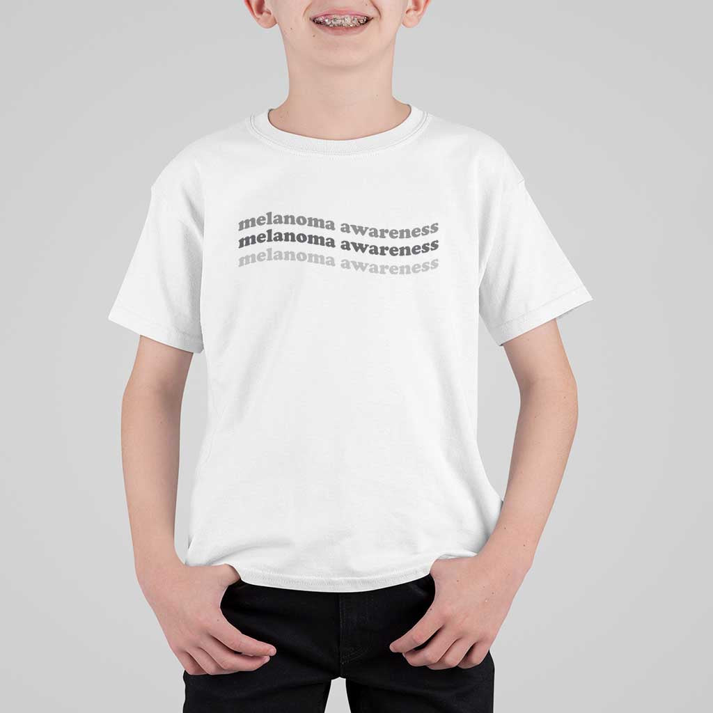 Melanoma Groovy Wavy Typography T Shirt For Kid Skin Cancer Warrior Gift