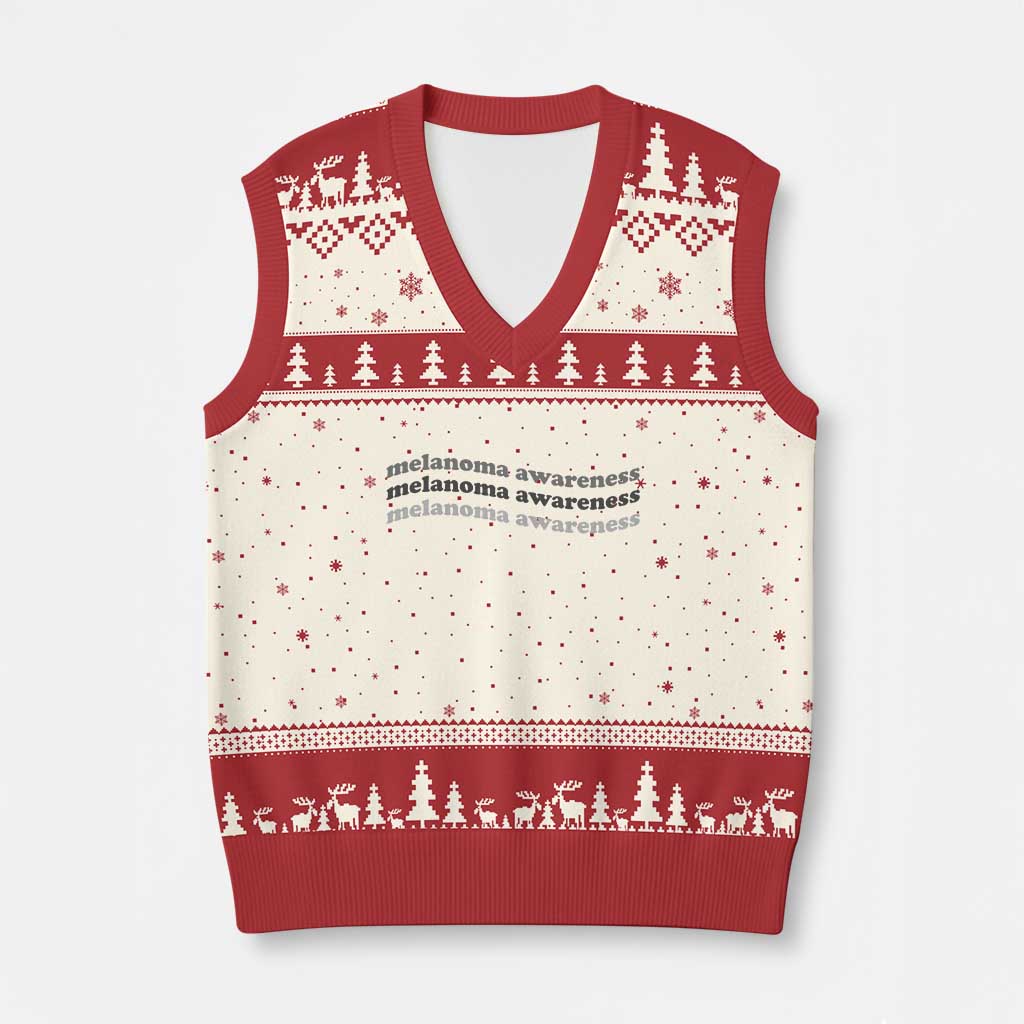 Melanoma Groovy Wavy Typography V-Neck Knit Sweater Vest Skin Cancer Warrior Gift