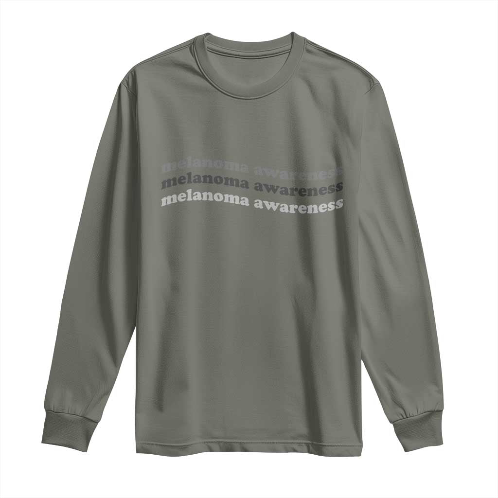 Melanoma Groovy Wavy Typography Long Sleeve Shirt Skin Cancer Warrior Gift