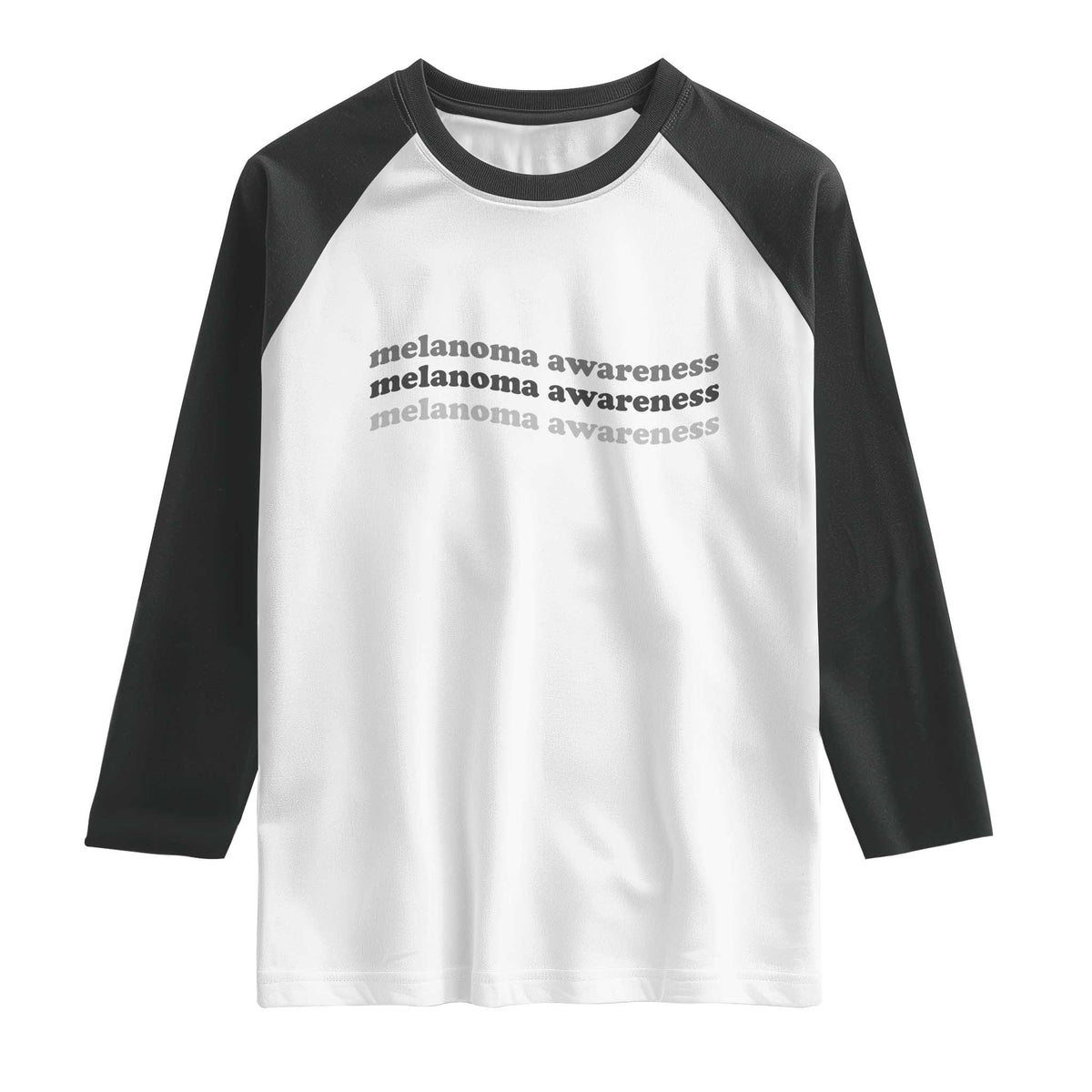 Melanoma Groovy Wavy Typography Raglan Shirt Skin Cancer Warrior Gift