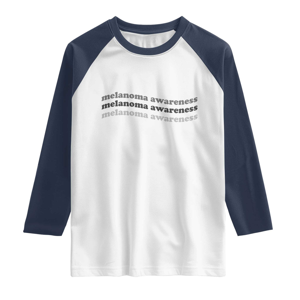 Melanoma Groovy Wavy Typography Raglan Shirt Skin Cancer Warrior Gift