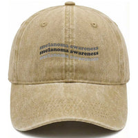 Melanoma Groovy Wavy Typography Washed Cotton Baseball Cap Skin Cancer Warrior Gift