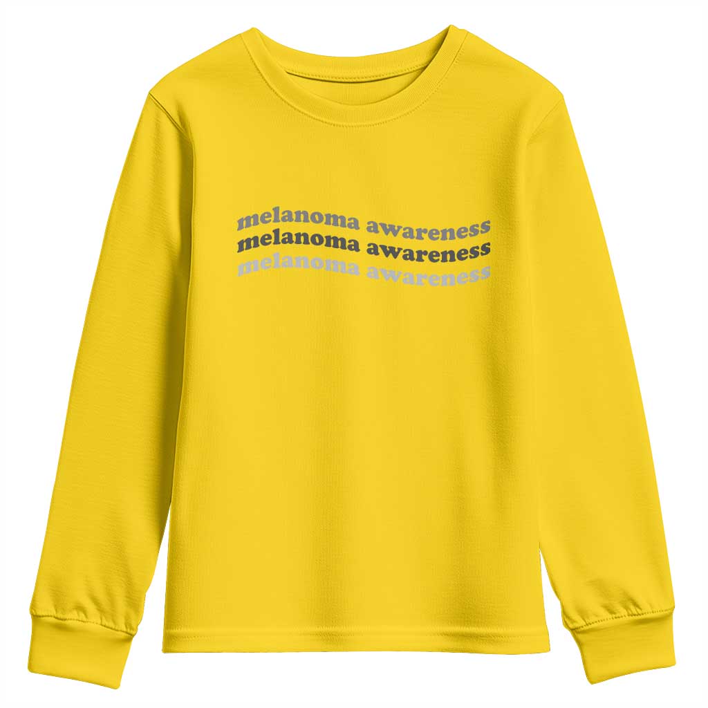 Melanoma Groovy Wavy Typography Youth Sweatshirt Skin Cancer Warrior Gift