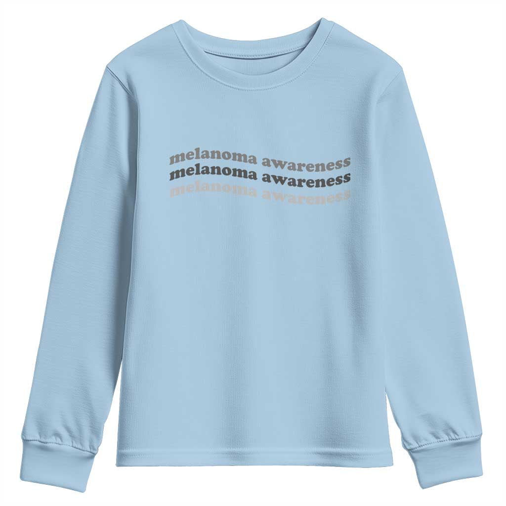 Melanoma Groovy Wavy Typography Youth Sweatshirt Skin Cancer Warrior Gift