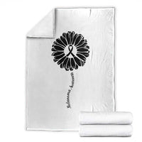 Melanoma Awareness Black Ribbon Flower Throw Blanket Skin Cancer Fighter Gift