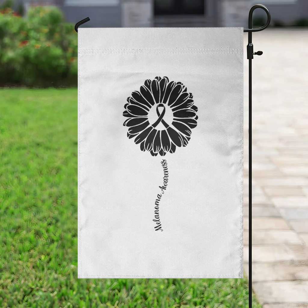 Melanoma Awareness Black Ribbon Flower Garden Flag Skin Cancer Fighter Gift