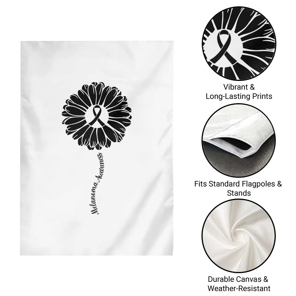 Melanoma Awareness Black Ribbon Flower Garden Flag Skin Cancer Fighter Gift