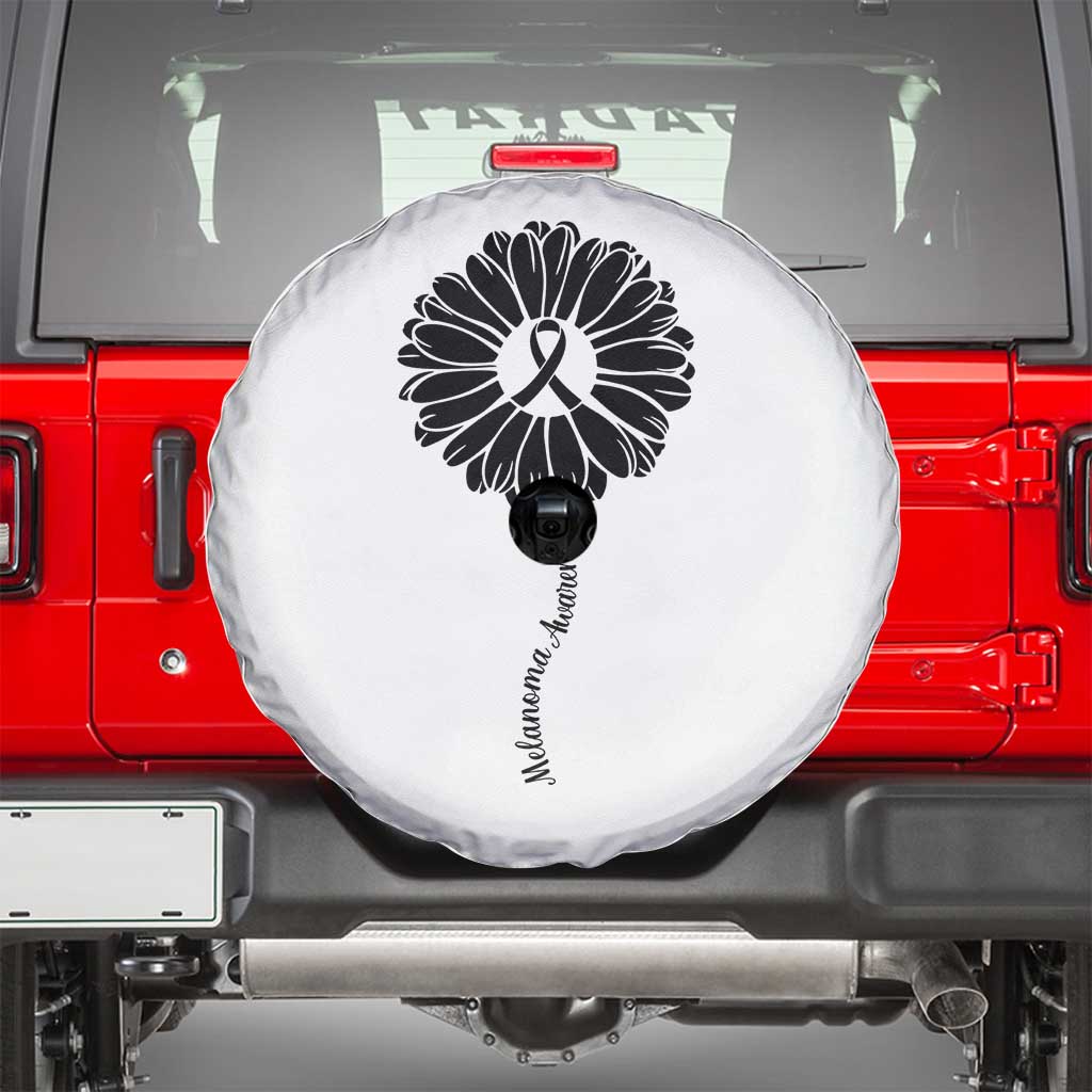 Melanoma Awareness Black Ribbon Flower Spare Tire Cover Skin Cancer Fighter Gift