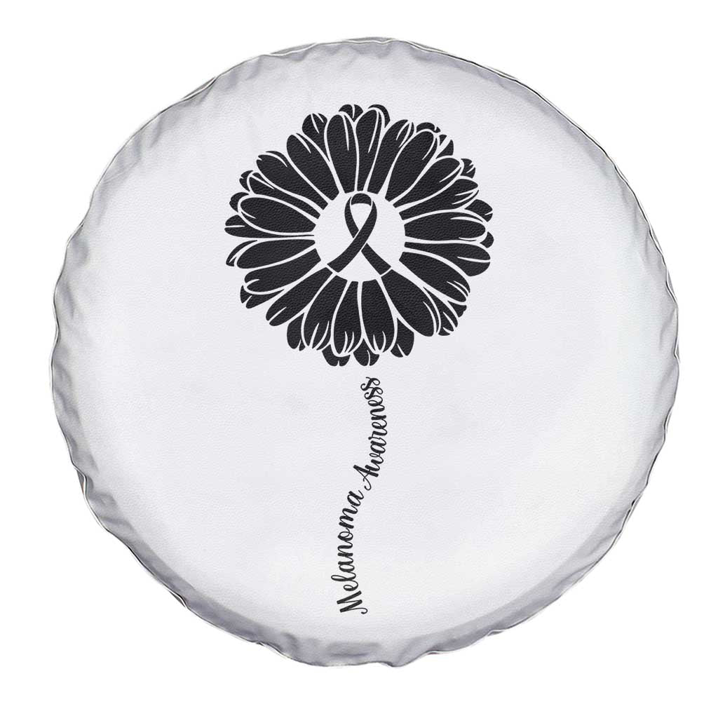 Melanoma Awareness Black Ribbon Flower Spare Tire Cover Skin Cancer Fighter Gift