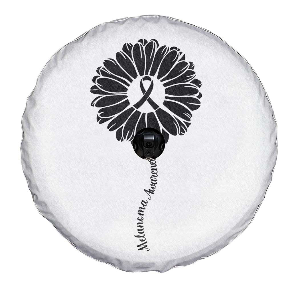 Melanoma Awareness Black Ribbon Flower Spare Tire Cover Skin Cancer Fighter Gift