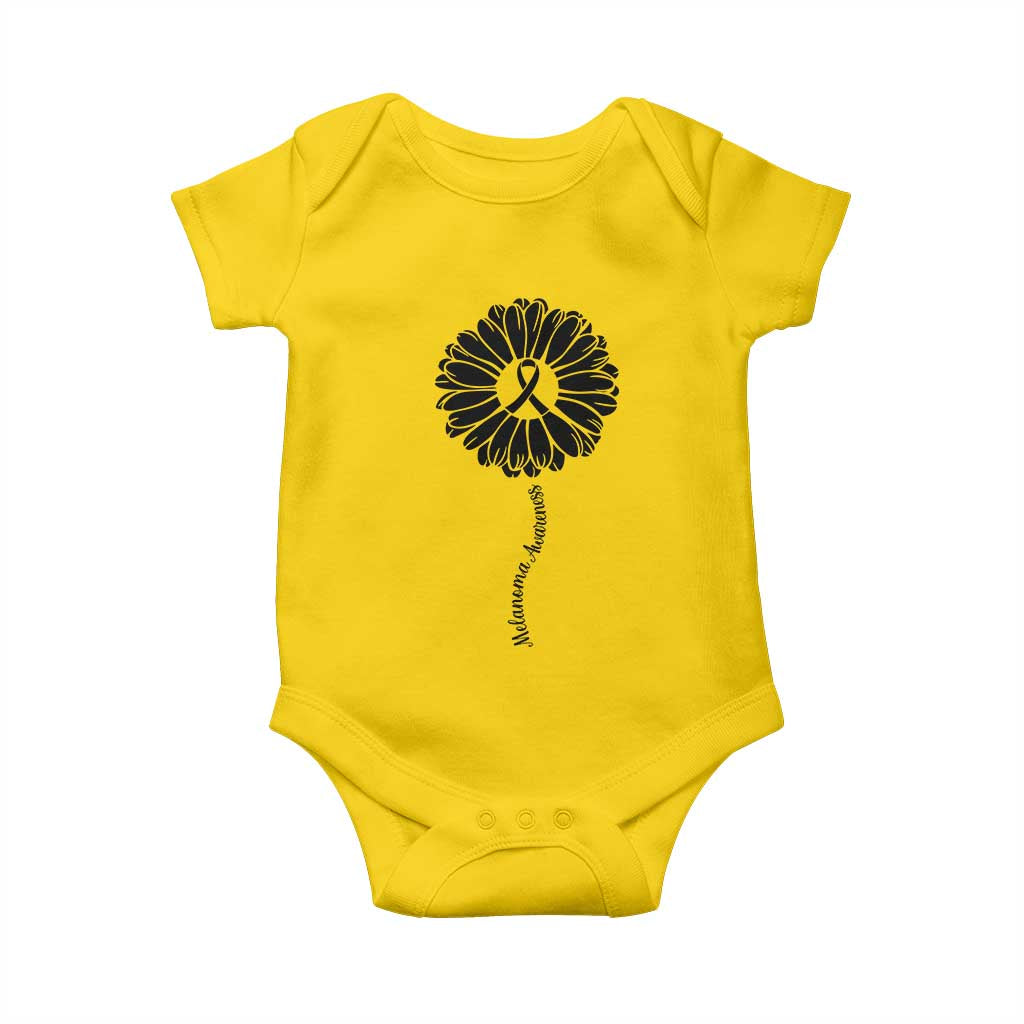 Melanoma Awareness Black Ribbon Flower Baby Onesie Skin Cancer Fighter Gift