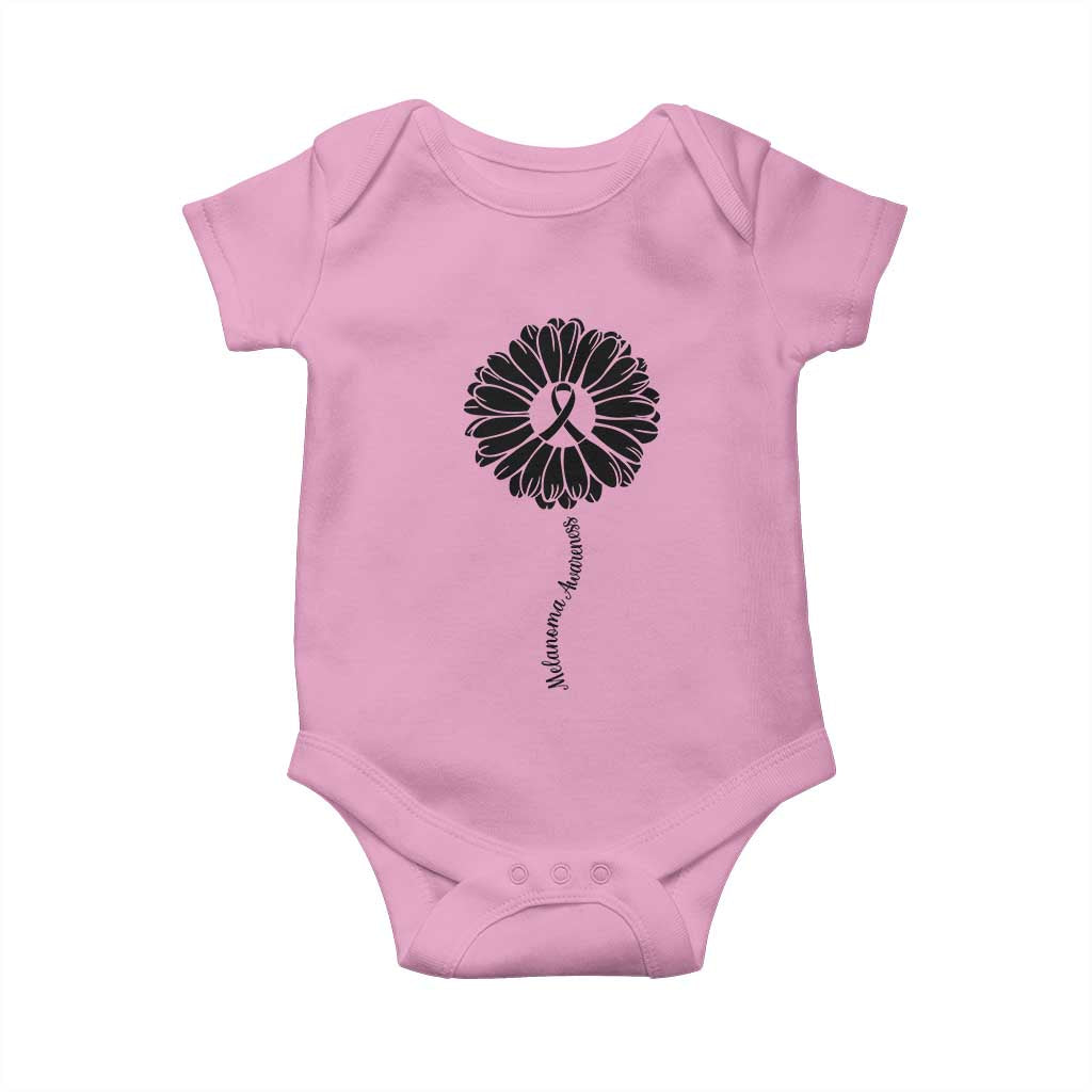 Melanoma Awareness Black Ribbon Flower Baby Onesie Skin Cancer Fighter Gift