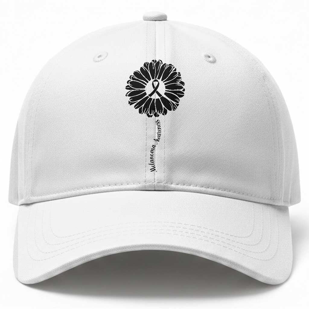 Melanoma Awareness Black Ribbon Flower Baseball Cap Skin Cancer Fighter Gift