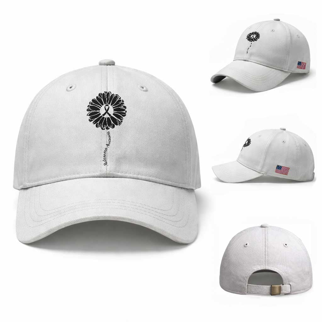 Melanoma Awareness Black Ribbon Flower Baseball Cap Skin Cancer Fighter Gift