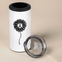 Melanoma Awareness Black Ribbon Flower 4 in 1 Can Cooler Tumbler Skin Cancer Fighter Gift