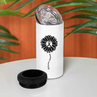 Melanoma Awareness Black Ribbon Flower 4 in 1 Can Cooler Tumbler Skin Cancer Fighter Gift