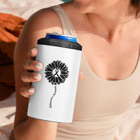 Melanoma Awareness Black Ribbon Flower 4 in 1 Can Cooler Tumbler Skin Cancer Fighter Gift