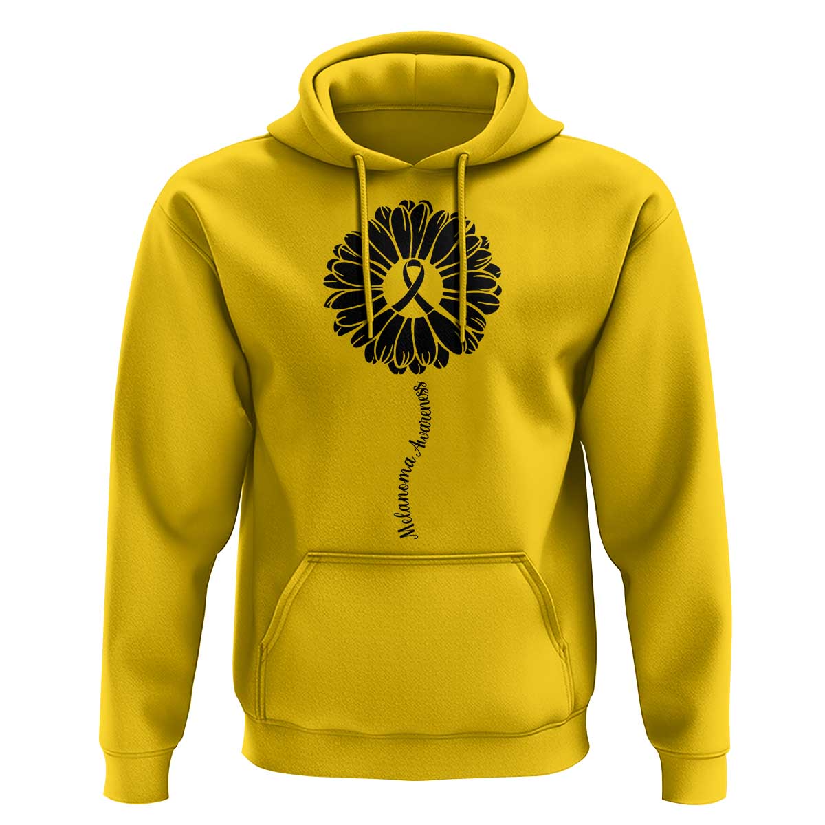 Melanoma Awareness Black Ribbon Flower Hoodie Skin Cancer Fighter Gift