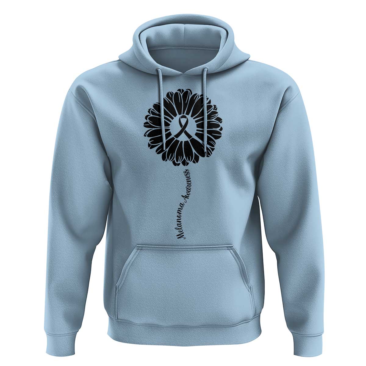 Melanoma Awareness Black Ribbon Flower Hoodie Skin Cancer Fighter Gift