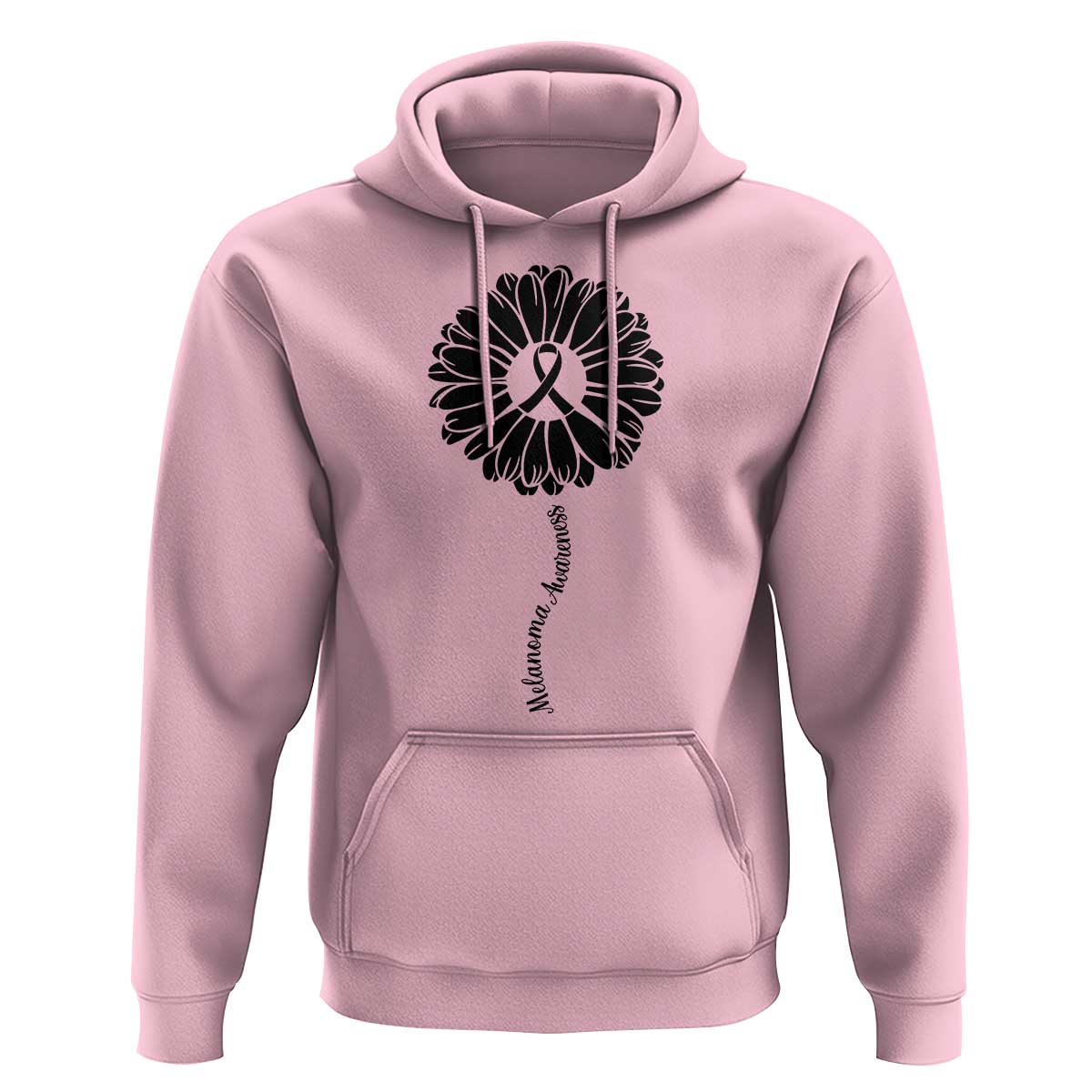 Melanoma Awareness Black Ribbon Flower Hoodie Skin Cancer Fighter Gift