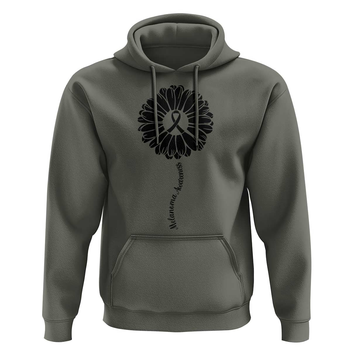 Melanoma Awareness Black Ribbon Flower Hoodie Skin Cancer Fighter Gift