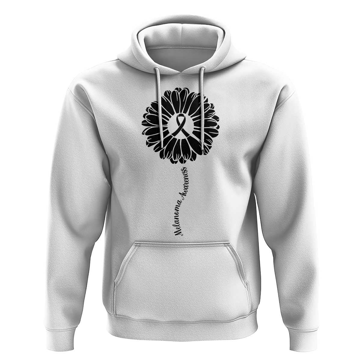 Melanoma Awareness Black Ribbon Flower Hoodie Skin Cancer Fighter Gift