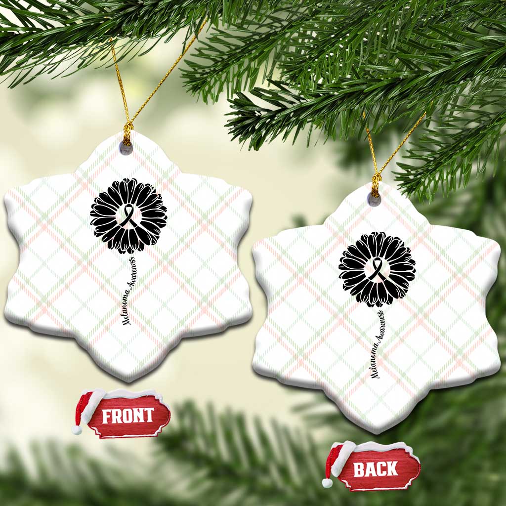 Melanoma Awareness Black Ribbon Flower Ceramic Ornament Skin Cancer Fighter Gift