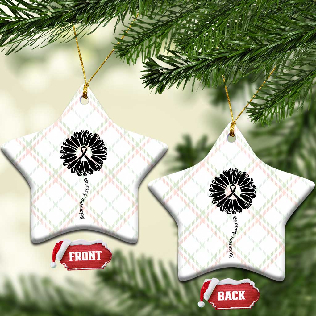 Melanoma Awareness Black Ribbon Flower Ceramic Ornament Skin Cancer Fighter Gift