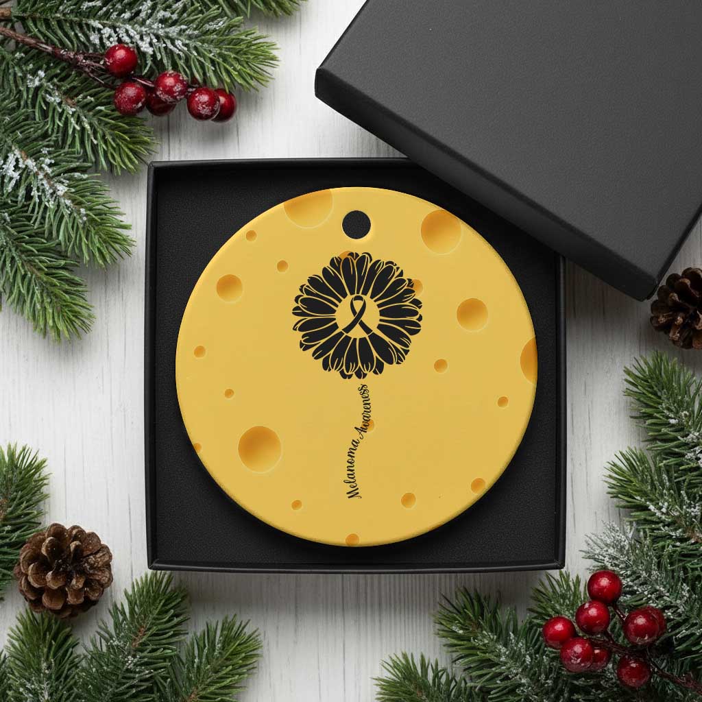 Melanoma Awareness Black Ribbon Flower Ceramic Ornament Skin Cancer Fighter Gift