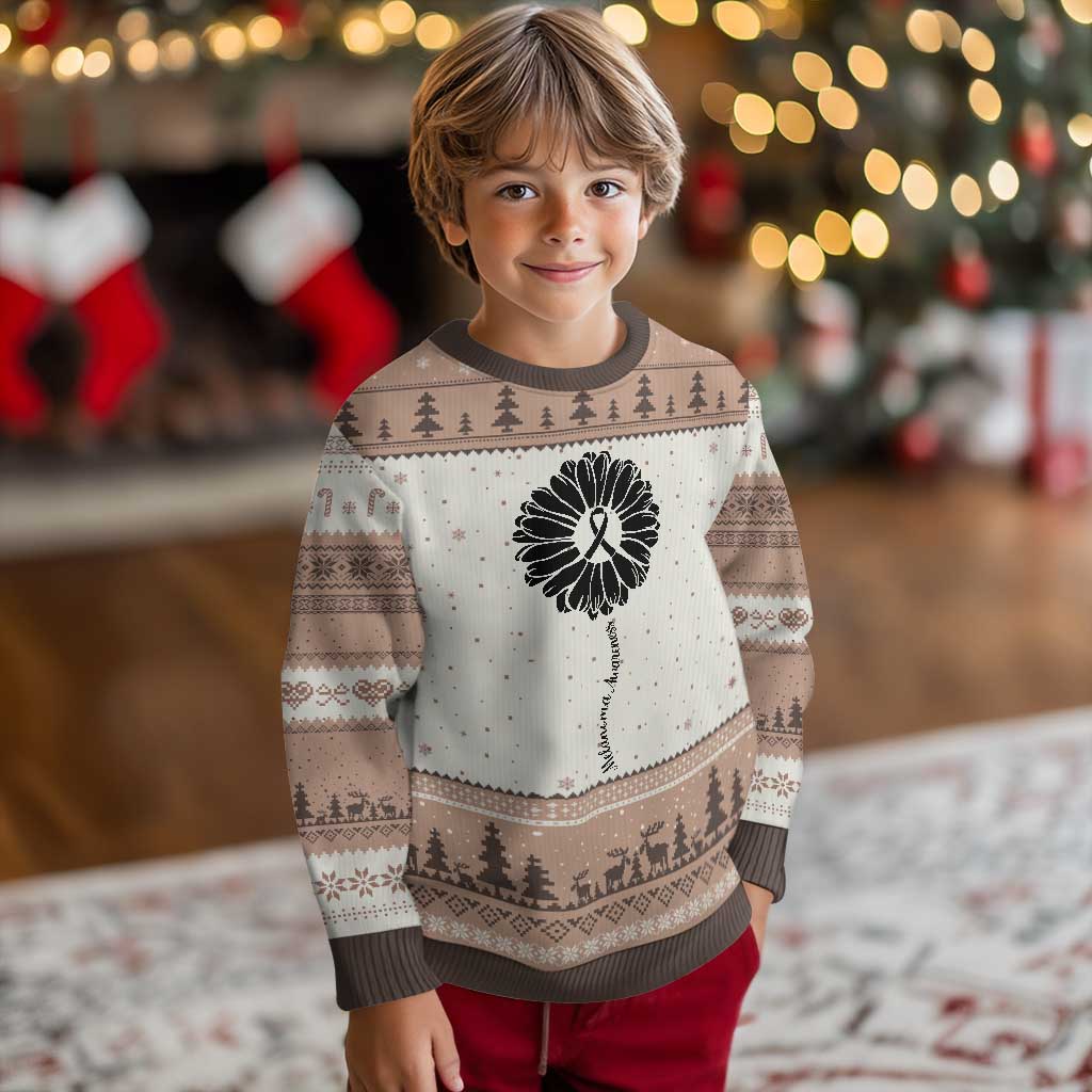 Melanoma Awareness Black Ribbon Flower Ugly Christmas Sweater Skin Cancer Fighter Gift