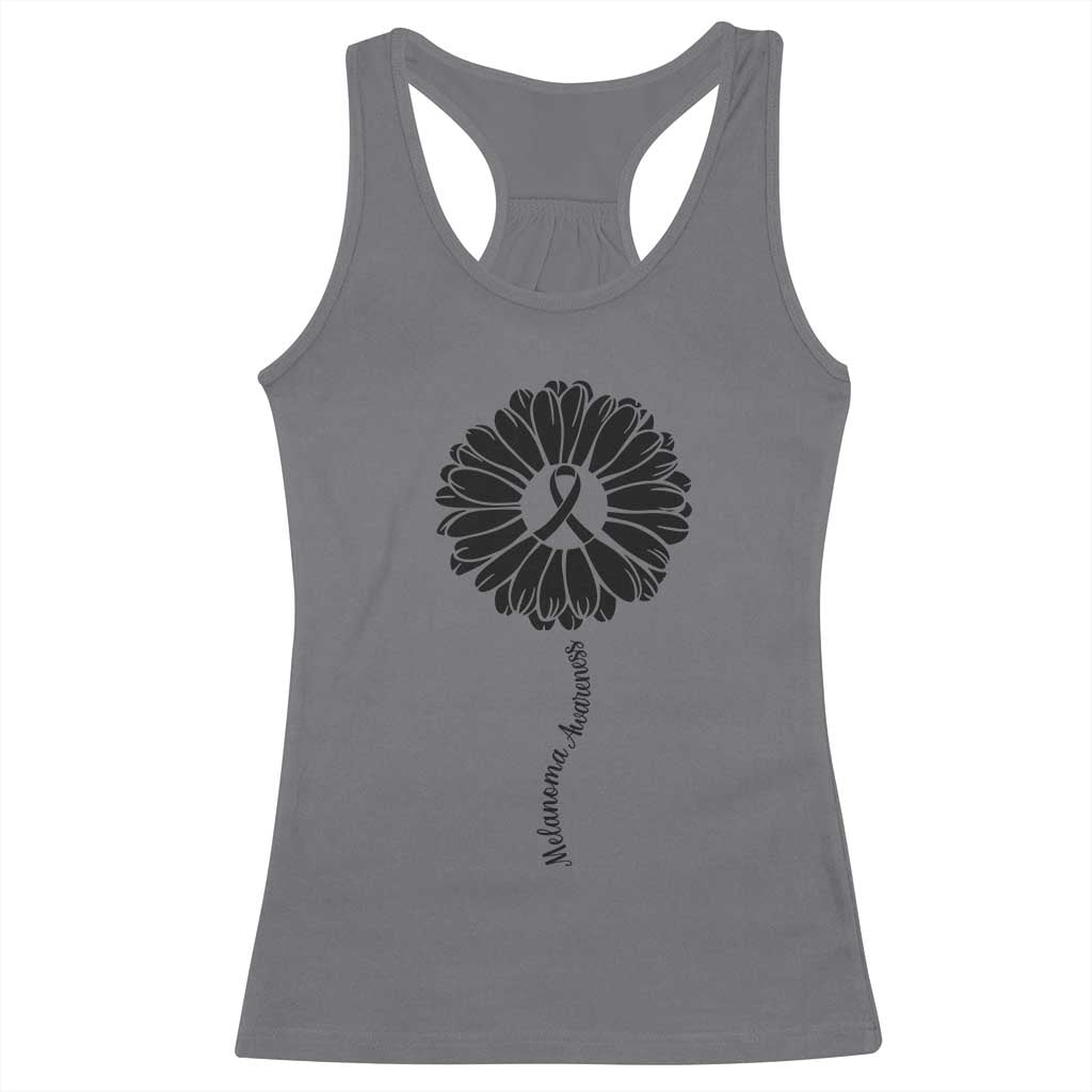Melanoma Awareness Black Ribbon Flower Racerback Tank Top Skin Cancer Fighter Gift