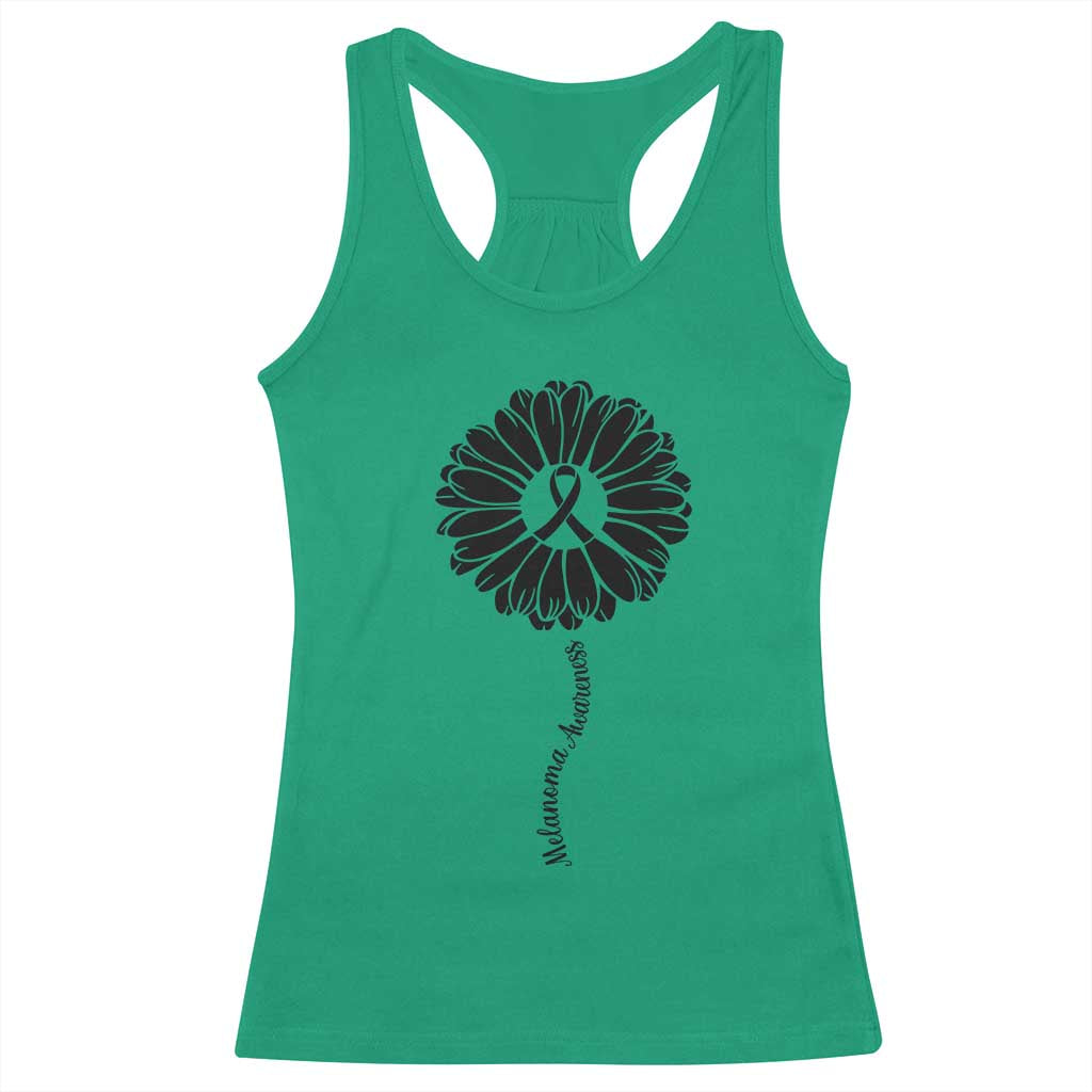 Melanoma Awareness Black Ribbon Flower Racerback Tank Top Skin Cancer Fighter Gift