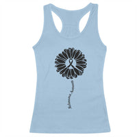 Melanoma Awareness Black Ribbon Flower Racerback Tank Top Skin Cancer Fighter Gift