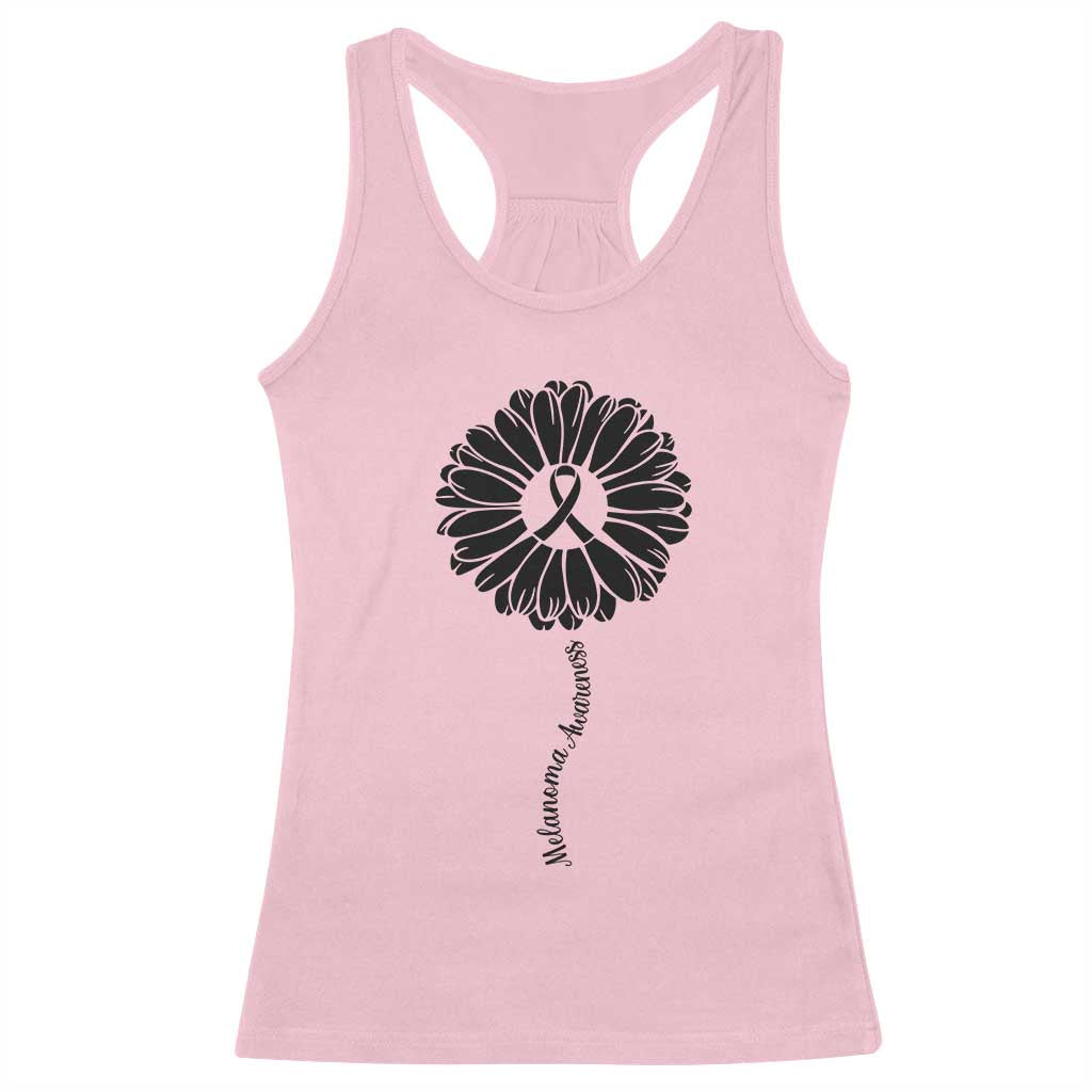 Melanoma Awareness Black Ribbon Flower Racerback Tank Top Skin Cancer Fighter Gift