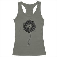 Melanoma Awareness Black Ribbon Flower Racerback Tank Top Skin Cancer Fighter Gift