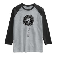 Melanoma Awareness Black Ribbon Flower Raglan Shirt Skin Cancer Fighter Gift