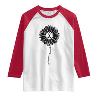 Melanoma Awareness Black Ribbon Flower Raglan Shirt Skin Cancer Fighter Gift